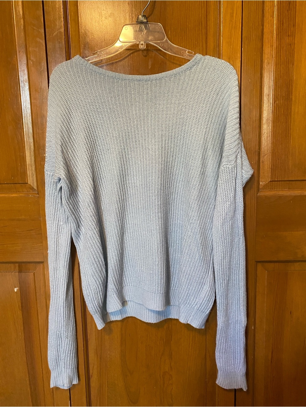 Brandy Melville Pale Blue Ribbed Crewneck Sweater